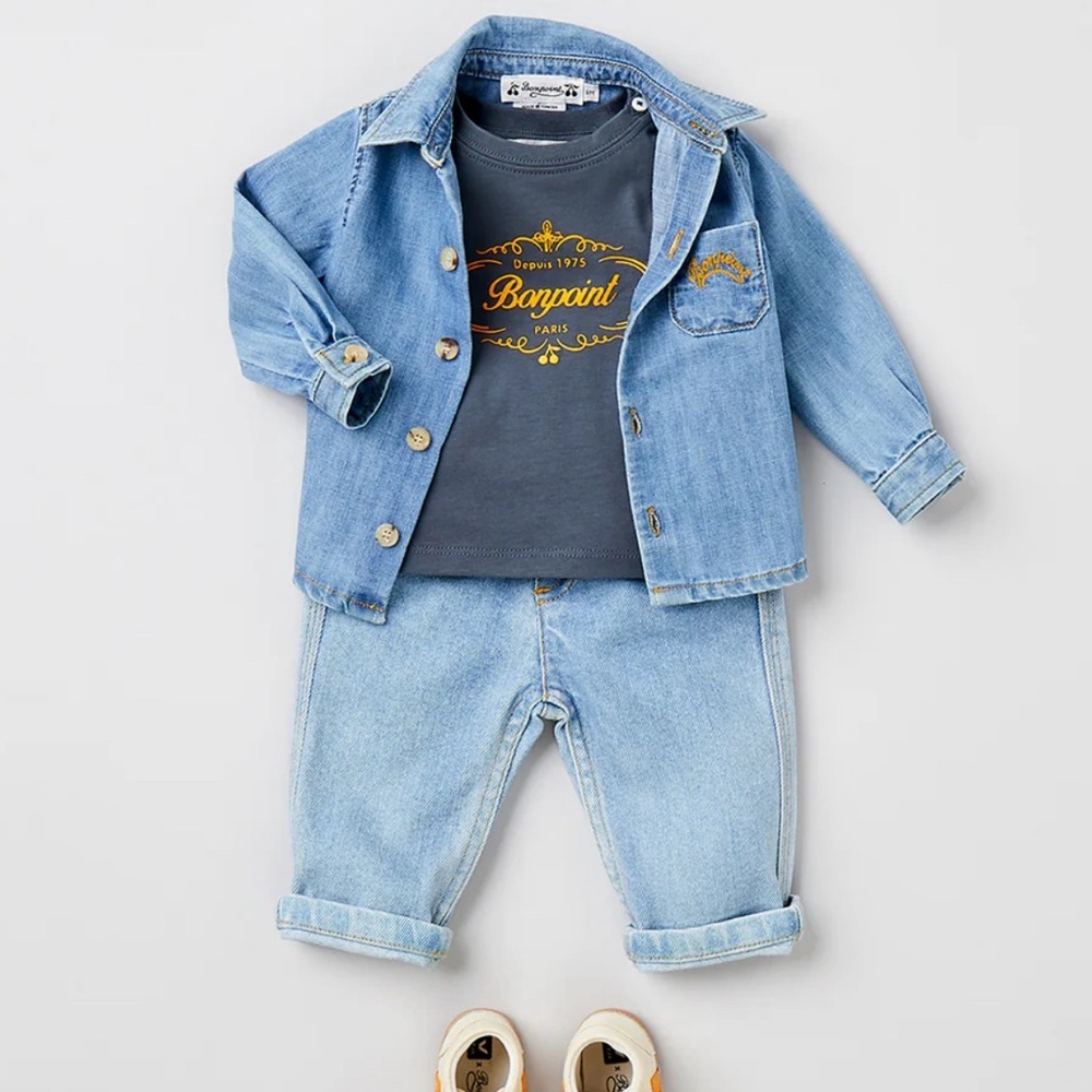 Bonpoint SUMMER 2023 BABY BOY'S LOOK DENIM SHIRT